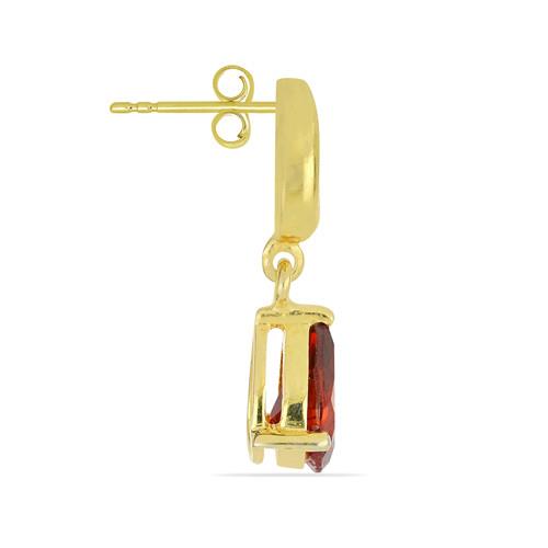 BUY REAL GARNET GEMSTONE STYLISH BRASS EARRINGS